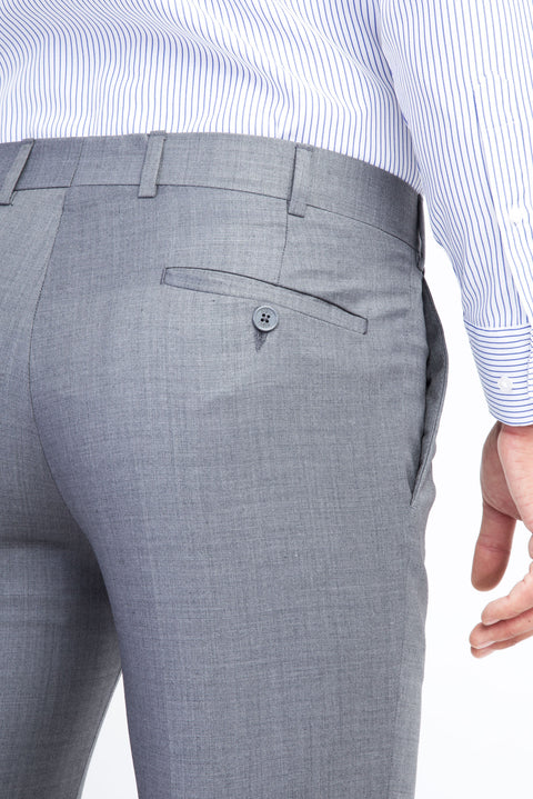 Orta Füme 7 Drop Slim Fit Dar Kesim Yünlü Klasik Kumaş Pantolon