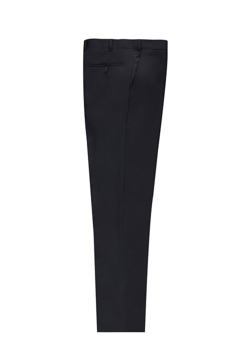 Lacivert 4 Drop Relaxed Fit Rahat Kesim Yünlü Klasik Kumaş Pantolon
