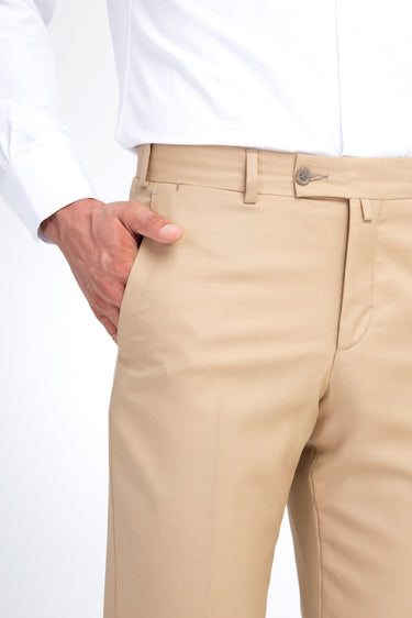  Bej Regular Fit Yünlü Klasik Kumaş Pantolon