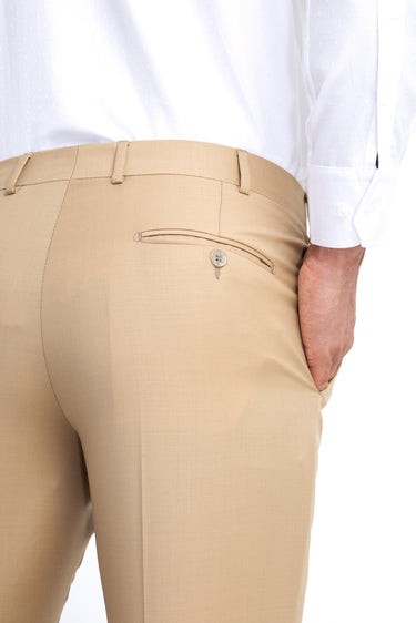  Bej Regular Fit Yünlü Klasik Kumaş Pantolon
