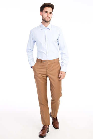 Açık Kahve - Camel Regular Fit Yünlü Klasik Kumaş Pantolon