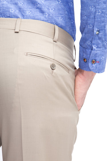  Bej Regular Fit Yünlü Klasik Kumaş Pantolon