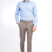 Mink 7 Drop Slim Fit Narrow Cut Classic Wool Fabric Trousers