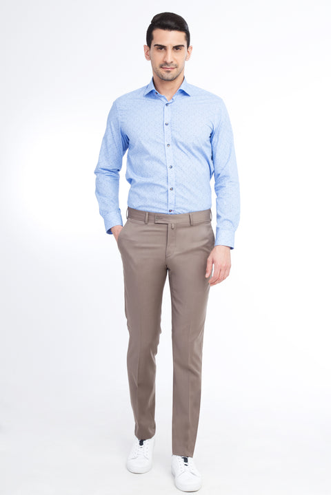 Mink 7 Drop Slim Fit Narrow Cut Classic Wool Fabric Trousers