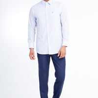 Blue Wool 7 Drop Slim Fit Classic Fabric Trousers