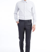 Füme Gri Slim Fit Dar Kesim Ekose Klasik Kumaş Pantolon