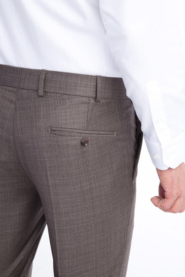  Kahve Slim Fit Dar Kesim Ekose Klasik Kumaş Pantolon