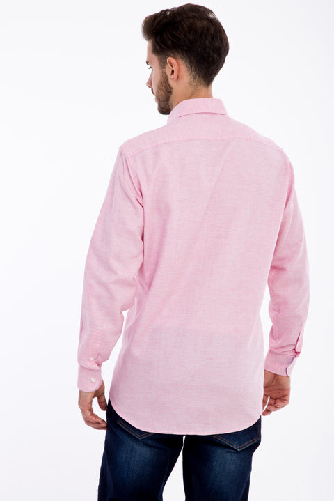 Kırmızı Uzun Kol Desenli Pamuk Gömlek