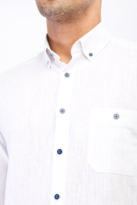 Beyaz Uzun Kol Regular Fit Spor Gömlek