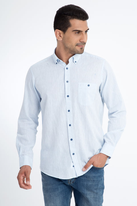 Açık Mavi Uzun Kol Regular Fit Spor Gömlek