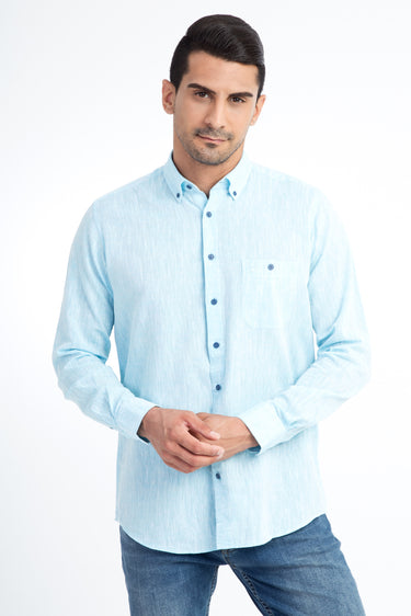 Turkuaz Uzun Kol Regular Fit Spor Gömlek