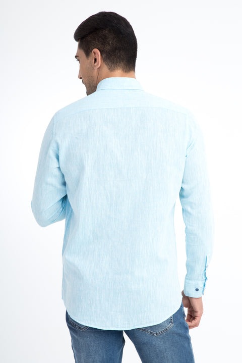 Turkuaz Uzun Kol Regular Fit Spor Gömlek