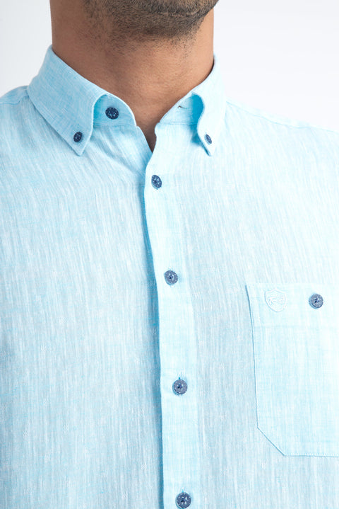 Turkuaz Uzun Kol Regular Fit Spor Gömlek