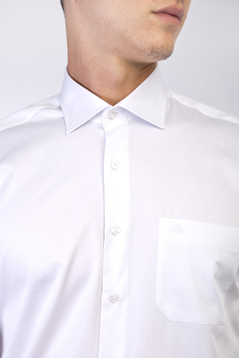 Beyaz Uzun Kol Klasik Saten Pamuk Gömlek