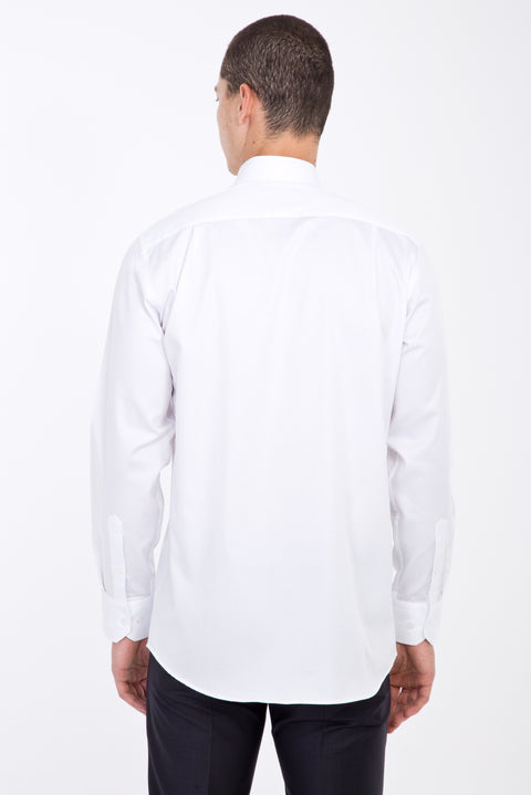 Beyaz Uzun Kol Klasik Saten Pamuk Gömlek