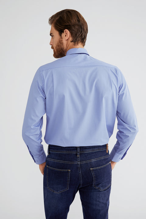 Mavi Uzun Kol Klasik Gömlek