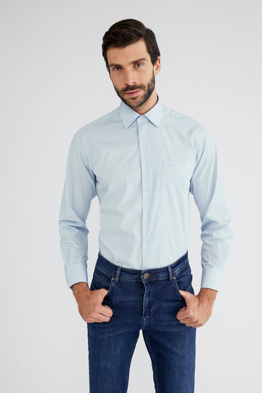 Açık Mavi Uzun Kol Klasik Gömlek
