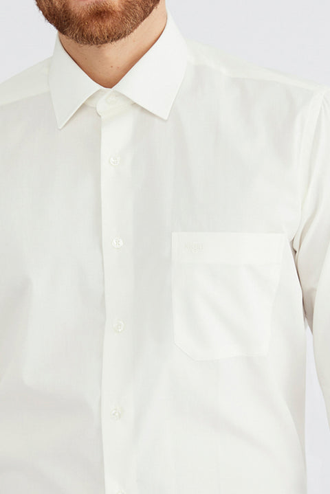 Krem Uzun Kol Klasik Gömlek