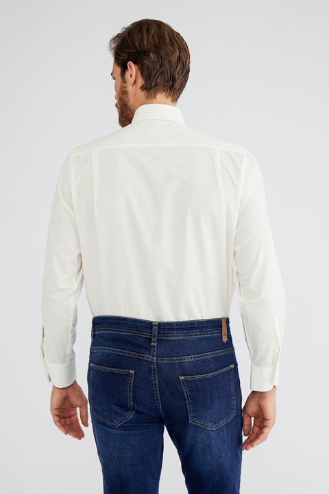 Krem Uzun Kol Klasik Gömlek