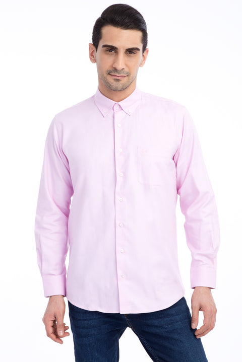 Pembe Uzun Kol Regular Fit Oxford Pamuk Gömlek