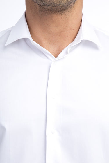  Beyaz Uzun Kol Saten Slim Fit Dar Kesim Pamuk Gömlek
