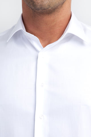  Beyaz Uzun Kol Saten Slim Fit Dar Kesim Pamuk Gömlek