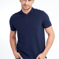 Lacivert Polo Yaka Regular Fit Pamuk Tişört