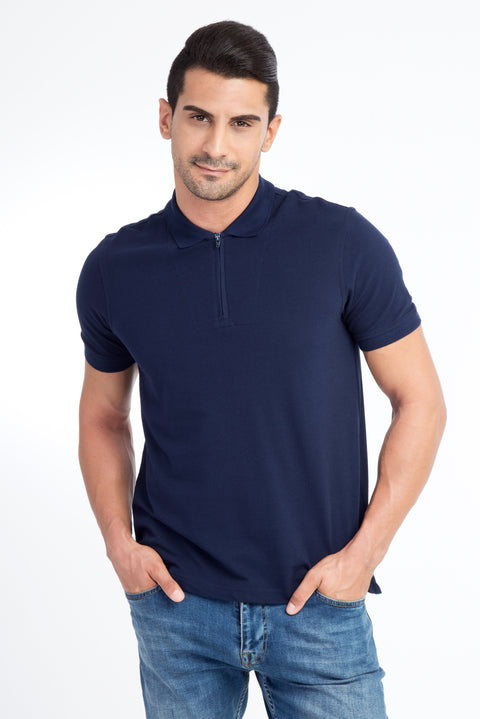 Lacivert Polo Yaka Regular Fit Pamuk Tişört