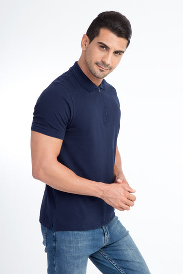 Lacivert Polo Yaka Regular Fit Pamuk Tişört