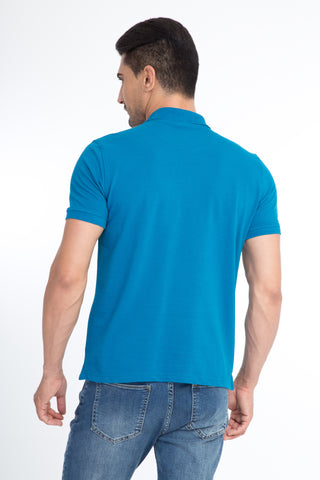  Petrol Polo Yaka Regular Fit Pamuk Tişört