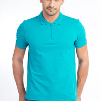 Açık Yeşil Polo Yaka Regular Fit Pamuk Tişört