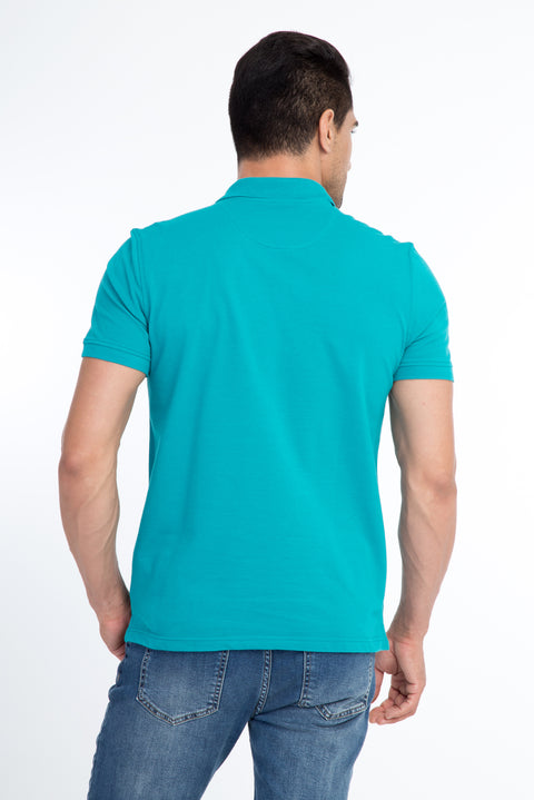 Açık Yeşil Polo Yaka Slim Fit Dar Kesim Pamuk Tişört