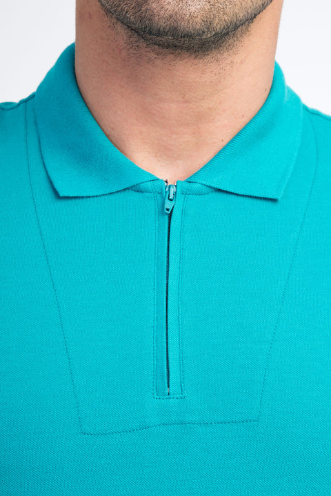 Açık Yeşil Polo Yaka Slim Fit Dar Kesim Pamuk Tişört