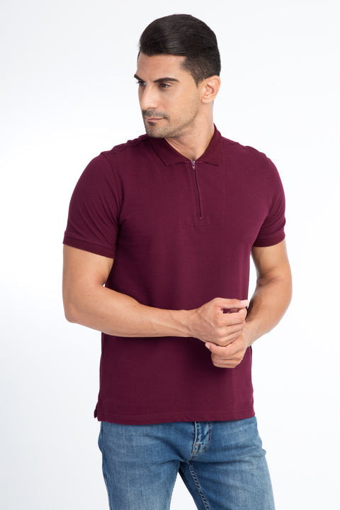 Kırmızı Polo Yaka Regular Fit Pamuk Tişört