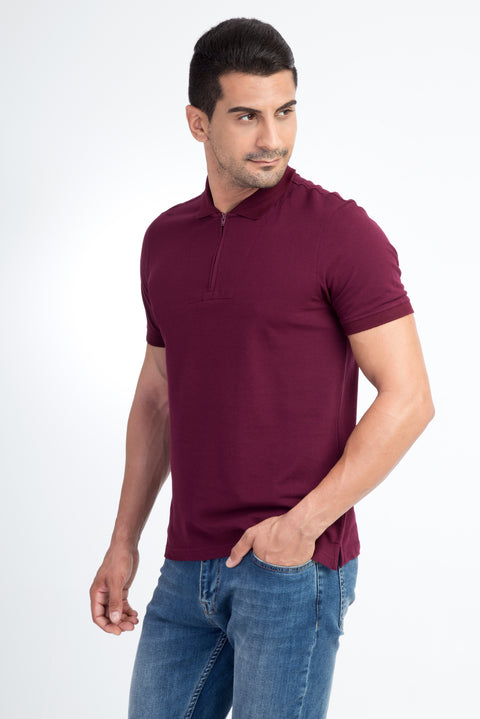 Kırmızı Polo Yaka Regular Fit Pamuk Tişört