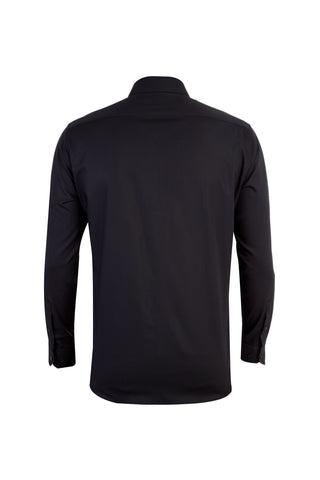 Siyah Uzun Kol Kolay Ütülenir Slim Fit Dar Kesim Pamuk Gömlek