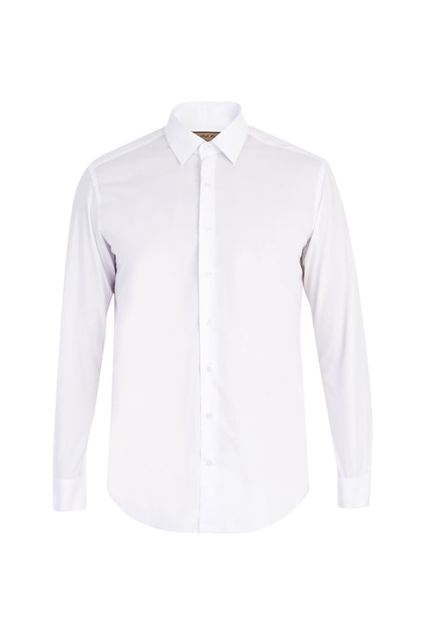 Beyaz Uzun Kol Kolay Ütülenir Slim Fit Dar Kesim Pamuk Gömlek
