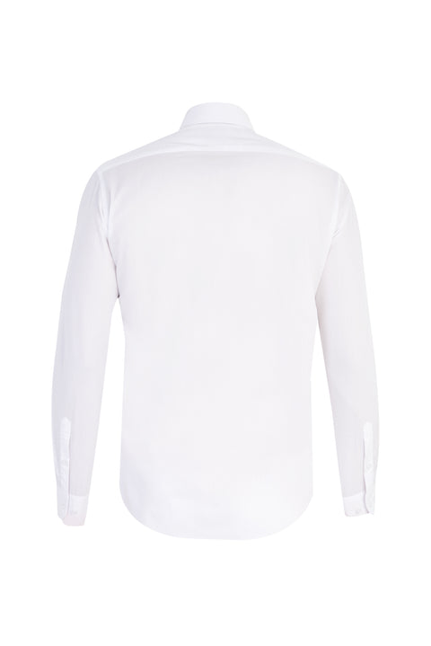 Beyaz Uzun Kol Kolay Ütülenir Slim Fit Dar Kesim Pamuk Gömlek