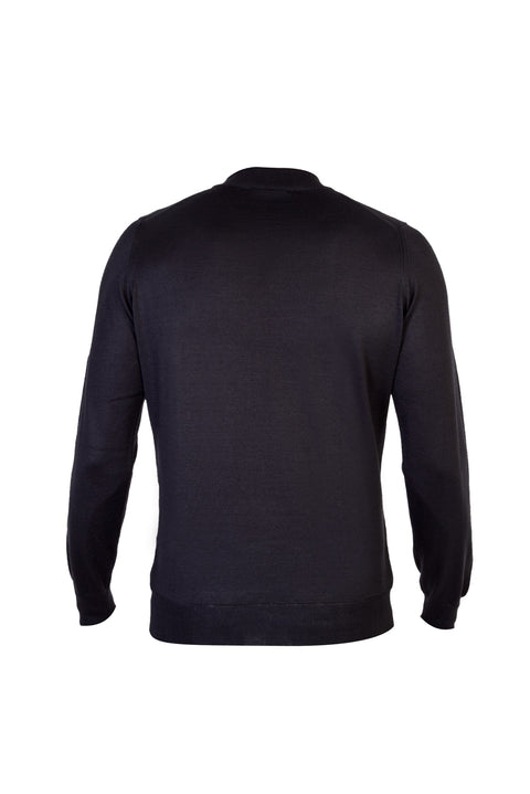 Black Half Turtleneck Regular Fit Wool Knit Sweater