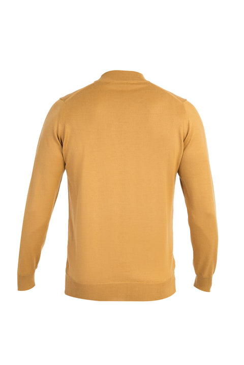 Light Brown - Camel Half Turtleneck Regular Fit Wool Knit Sweater