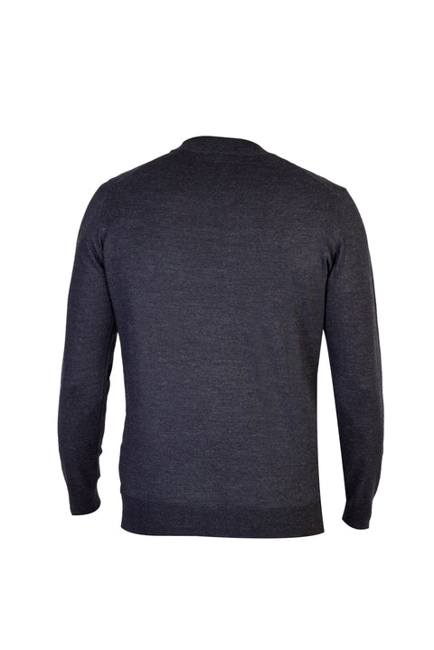 Anthracite Semi-Turtleneck Regular Fit Wool Knit Sweater