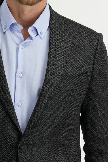 Füme Gri Slim Fit Dar Kesim Kuşgözü Ceket