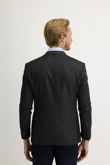 Füme Gri Slim Fit Dar Kesim Kuşgözü Ceket