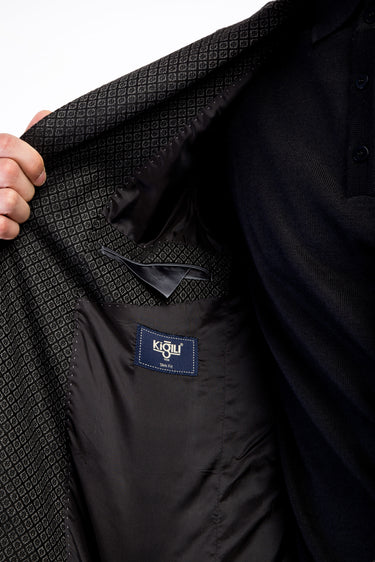Füme Gri Slim Fit Dar Kesim Kuşgözü Ceket
