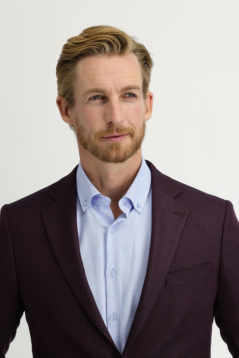 Bordo 6 Drop Regular Fit Standart Kesim Kuşgözü Ceket