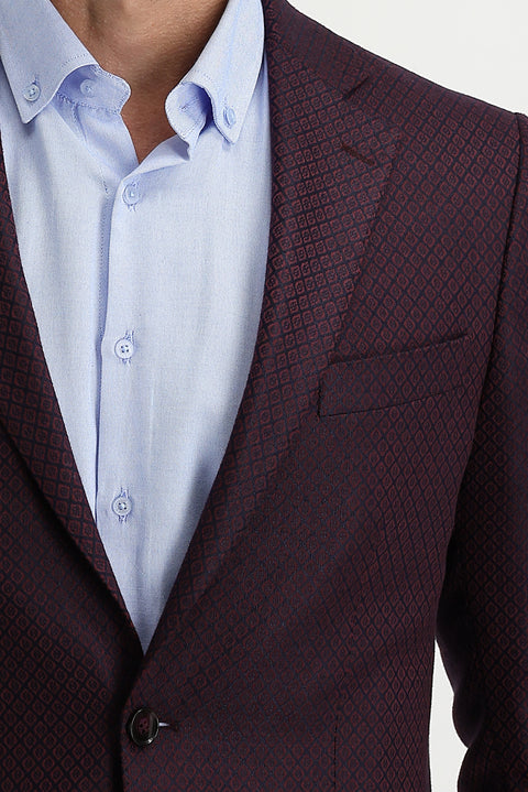 Bordo 6 Drop Regular Fit Standart Kesim Kuşgözü Ceket