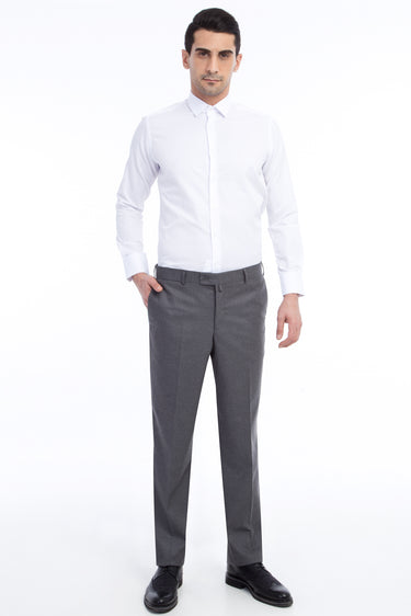 Orta Füme Regular Fit Likralı Klasik Kumaş Pantolon