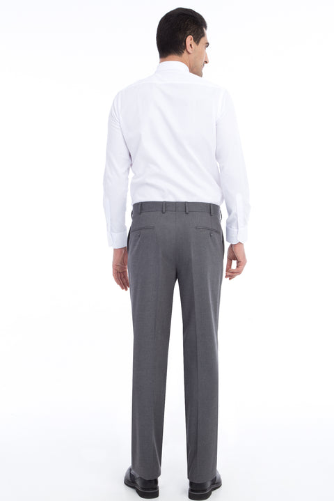 Orta Füme 4 Drop Relaxed Fit Rahat Kesim Likralı Klasik Kumaş Pantolon