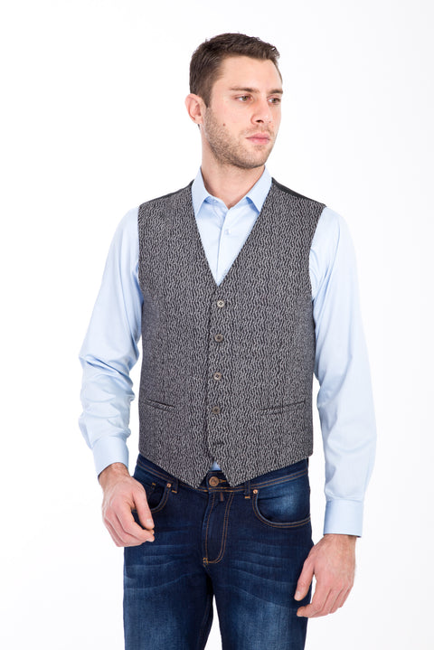 Orta Füme Klasik Yünlü Yelek