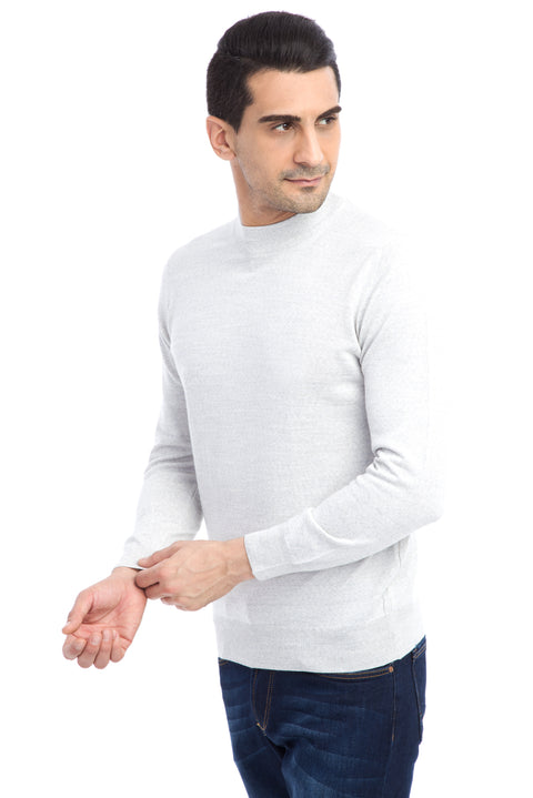 Açık Gri Yarım Balıkçı Yaka Yünlü Triko Kazak